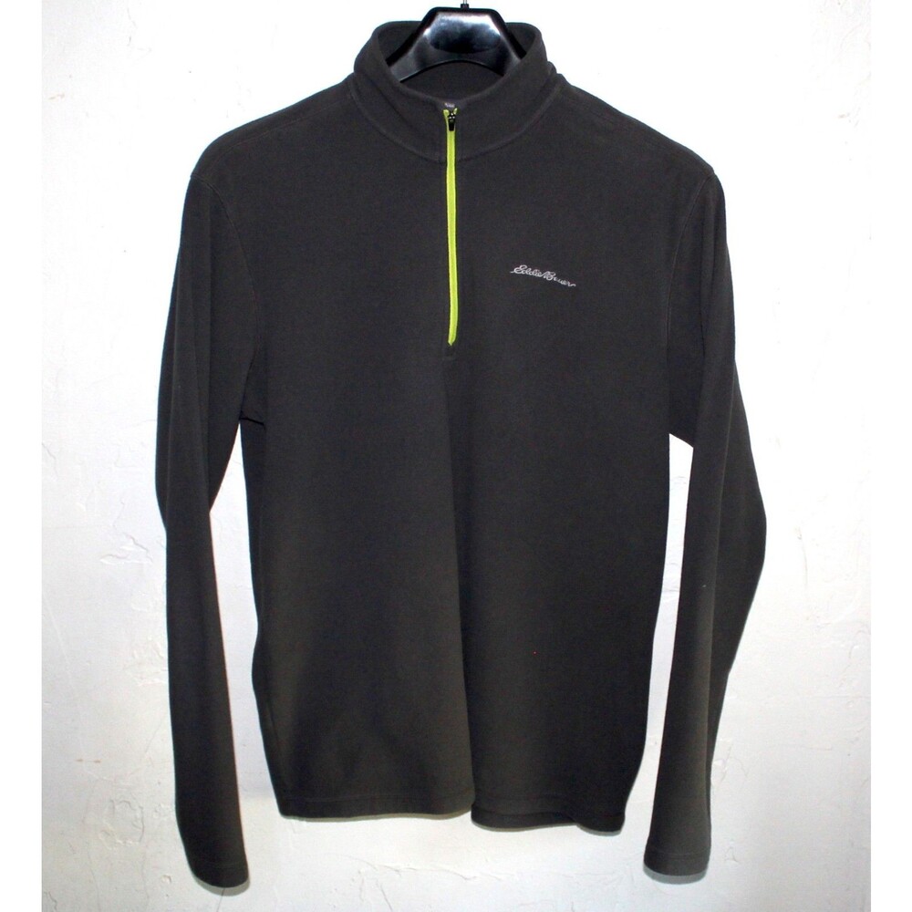 Eddie Bauer Fleece Sweater zip pullover T L tall large gray green